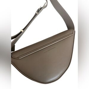 BCBG Elegant Taupe Leather Crossbody Bag